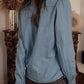 Vintage Blue Elegant Ruffled Collared Chambray Shirt