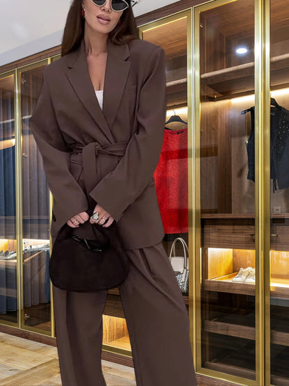 Classic Coco Single Breasted Tie Waist Power Suit