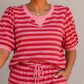 LaurenNichole Daydream Stripe Puff Sleeve Lounge Outfit – Effortless Outfits Size S - 2X