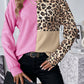 Leopard Color block Waffle Knit Shirt in 2 Colors