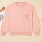 Cozy Flower Bishop Sleeve Knit Peach Sweater