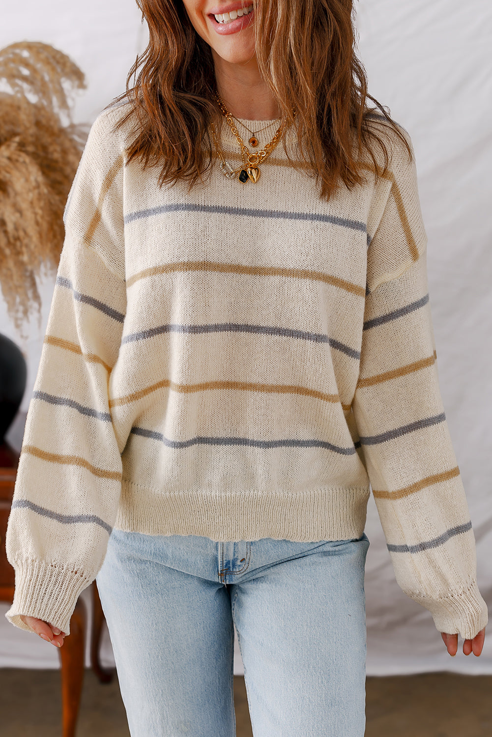 Cozy Knit Stripe Oversized Sweaters in 3 Colors