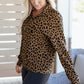 Cozy Daydream Brown Leopard Polo Zip Up Sweatshirt at LaurenNichole