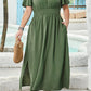 Classic Clover Shirred High Waist Maxi Dress (1X - 4X)
