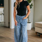 High Waist Paperbag Drawstring Barrel Jeans