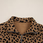 Cozy Daydream Brown Leopard Polo Zip Up Sweatshirt at LaurenNichole