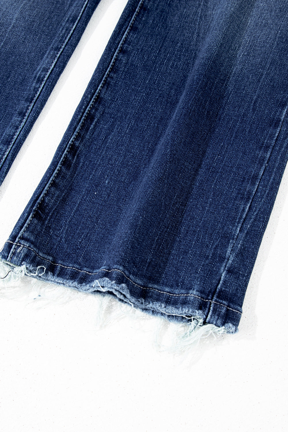 Mineral Washed Raw Hem High Waist Flared Jeans