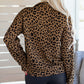 Cozy Daydream Brown Leopard Polo Zip Up Sweatshirt at LaurenNichole