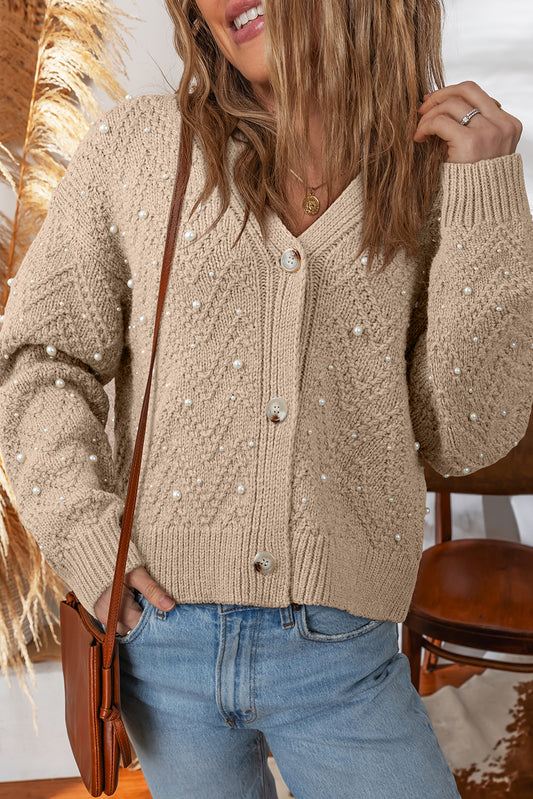 LaurenNichole Pearl V-Neck Button Cardigan Sweater – Women’s Size S–2X