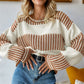 Comfy Stripped Patchwork Oversized Wide Sleeved Sweater in 3 Colors