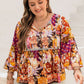 Elegant Tangerine Tie Neck Blouse Shirt (XL - 4X)