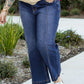 Navy Blue Tailored Wide Leg High Waist Jeans (up to 2X)