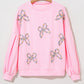 Embroidered Bow Lantern Sleeve Sweatshirt in 2 Colors (S - 3X)