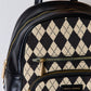 Argyle Pattern Vegan Leather Backpack