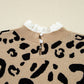 LaurenNichole Classy Brown Leopard Buttoned Down Ruffled Cuffed Sweater