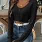 Chic Cropped Openwork Collared Sweater 2 Colors