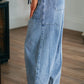 High Waist Paperbag Drawstring Barrel Jeans