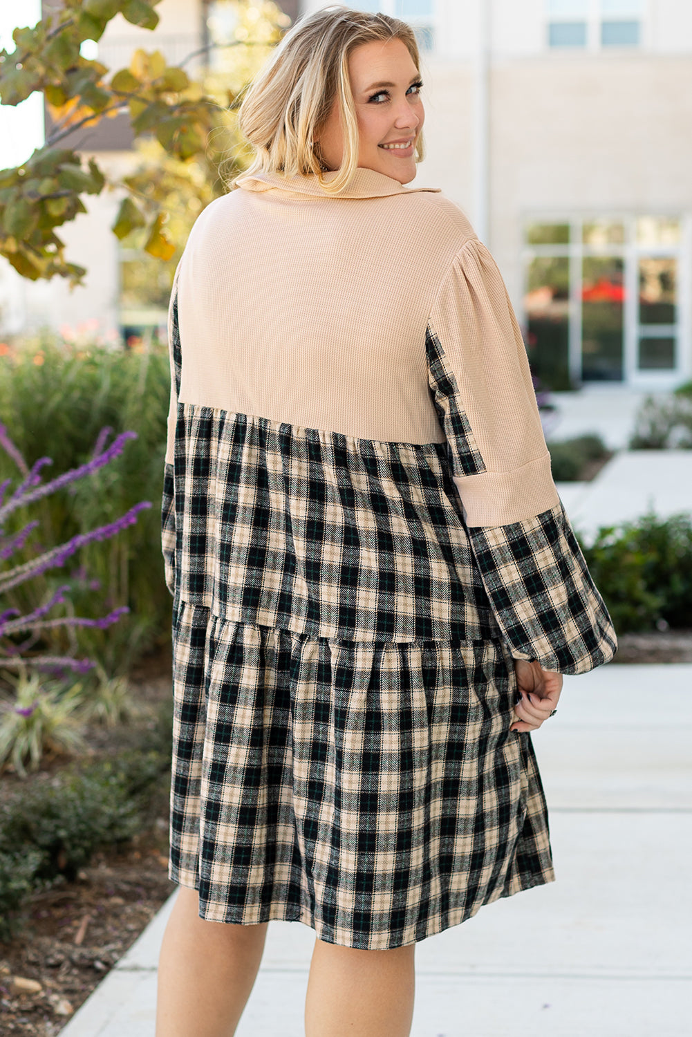 Classic Oversized Plaid Waffle Knit Shirt (1X - 4X)