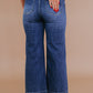 Navy Blue Tailored Wide Leg High Waist Jeans (up to 2X)