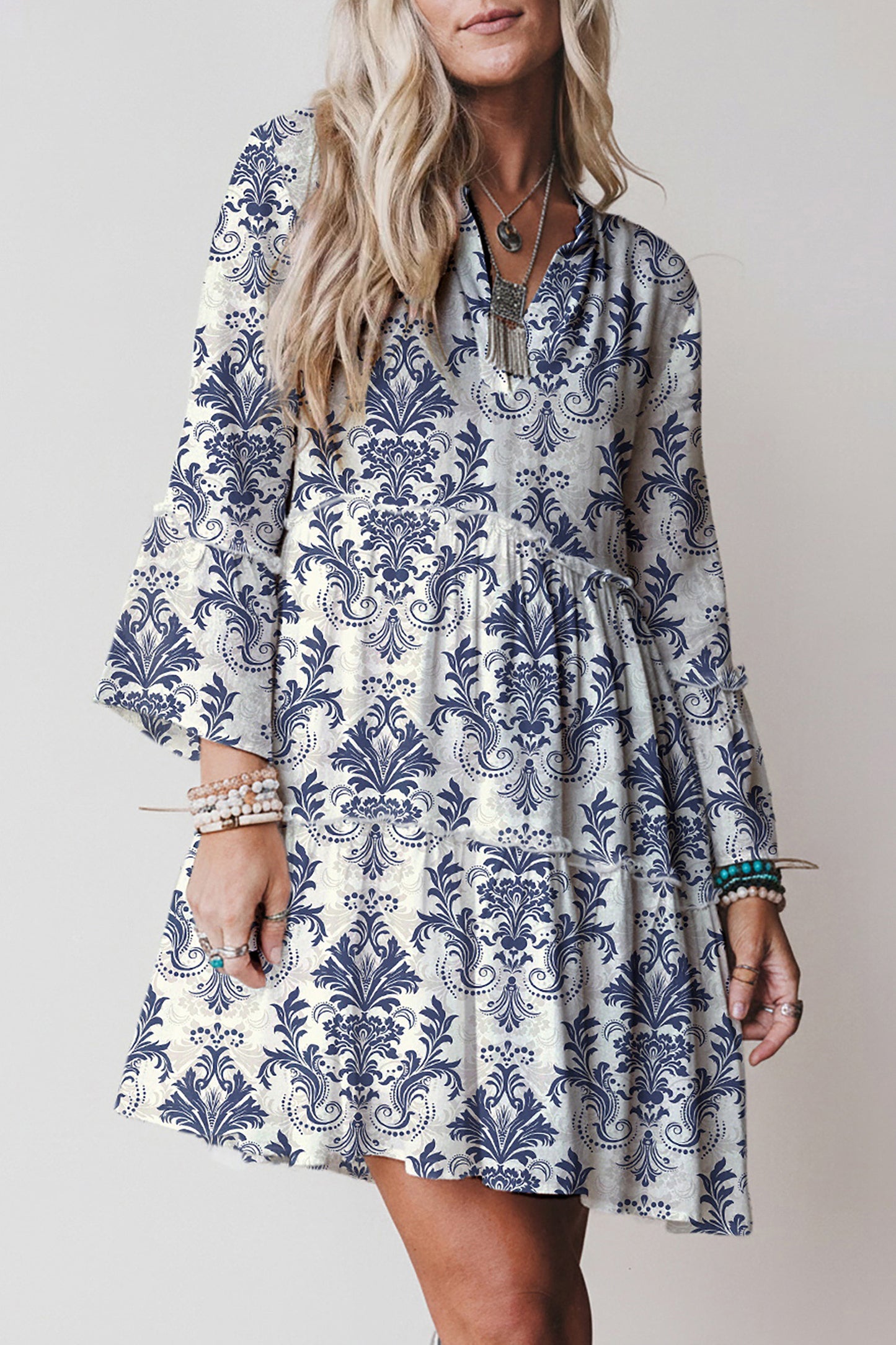LaurenNichole Aura La'Vintage Floral Scallop Sleeve Mini Dress in 3 Colors  (S - 2X)