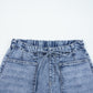 High Waist Paperbag Drawstring Barrel Jeans