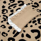Brown Leopard Pattern Lace Ribbed Detail Button Cuffed Sweater