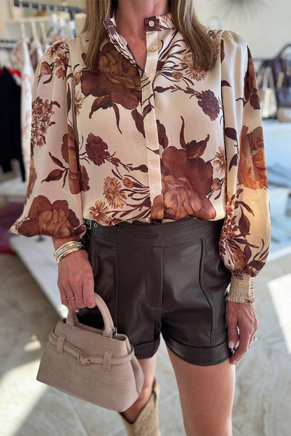 LaurenNichole Aura La’Vintage Floral Poet Sleeve Blouse – Romantic Button-Down Shirt