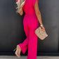 Ruffled Round Neck Cap Sleeve Jumpsuit