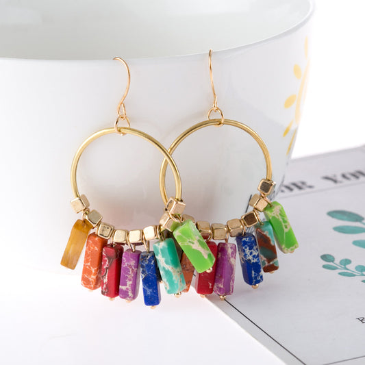 Colorful Stone Dangling Earrings