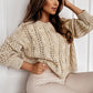 Elegant Eyelet Cable Knit Sweater (S - 3X)