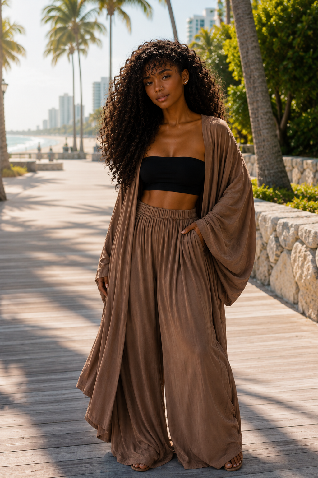 LaurenNichole Aura La'Vintage Soft Lounge Outfit – Cardigan & Wide Leg Pants (S - 3X)