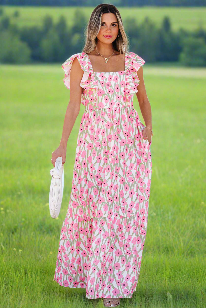 Elegant Floral Ruffled Summer Dress in 2 Colors (S - 2X)