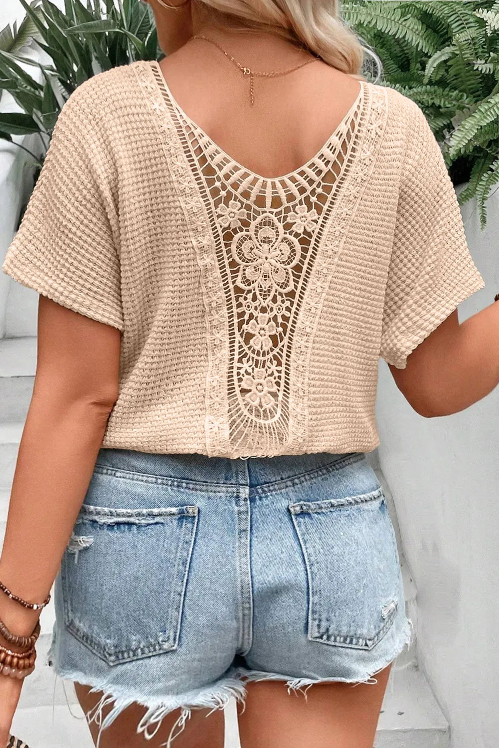 Elegant Chic Textured Back Laced Shirt (1X - 3X)