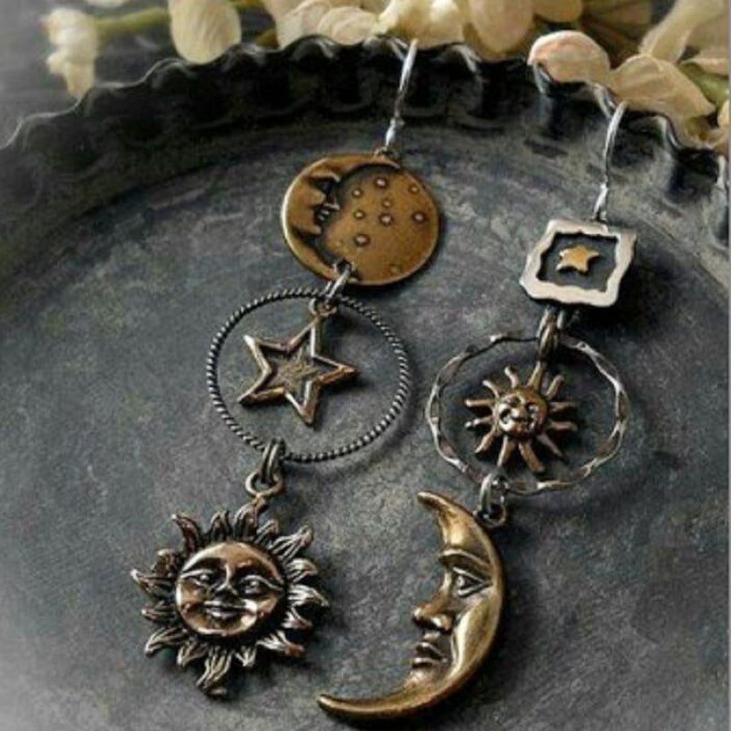 Boho Star, Sun, and Moon Earrings