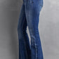 Dark Denim Blue Tailored Washed Flare Jeans (S - 2X)