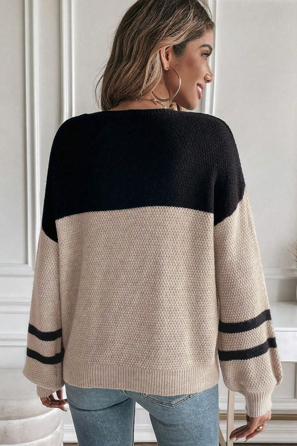 Cozy LaurenNichole Colorblock Knit Stripe Sweater in 2 Colors