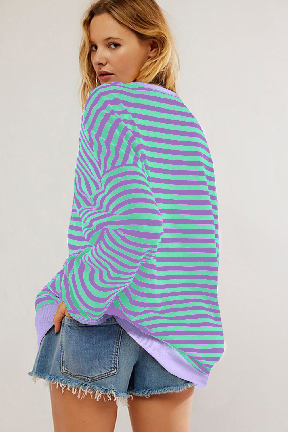 Comfy Oversized Stripe Sweatshirt in 2 Colors (S - 2X)