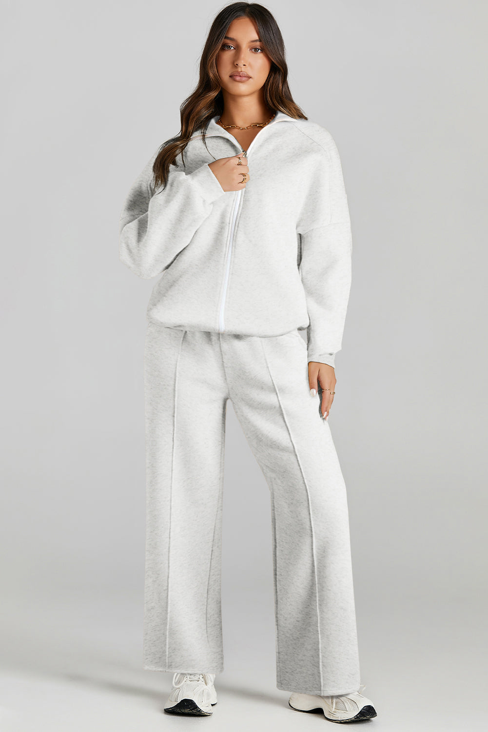 The Activepologie Comfy High Neck Zip-Up Jacket / Wide Legged Sweatsuit in 6 Colors (S - 2X)