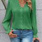 V-Neck Lace Detail Flounce Sleeve Blouse