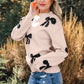 Classic Pearl Embellished Bow Knit Sweater