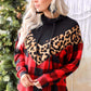 Chevron Plaid Leopard Turtleneck Sweatshirt