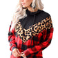 Chevron Plaid Leopard Turtleneck Sweatshirt