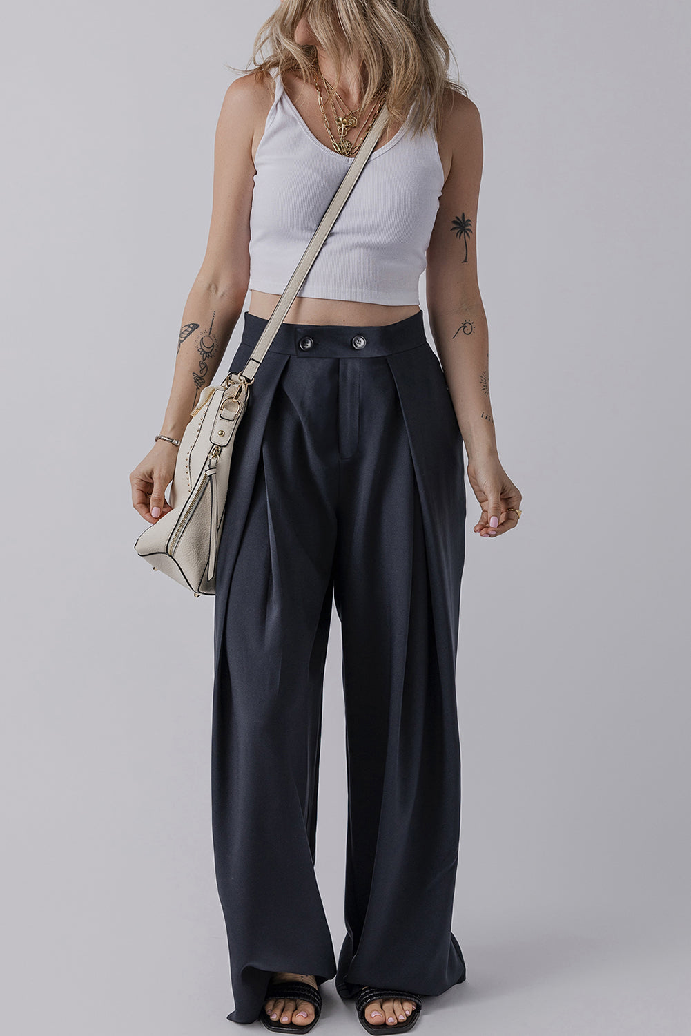 Classic Pleated Wide-Leg Trousers