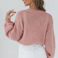 Cozy Flower Bishop Sleeve Knit Peach Sweater