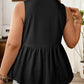 LaurenNichole Her Lux Curves Tie-Front Peplum Tank – Soft Stretch Bow Detail Top