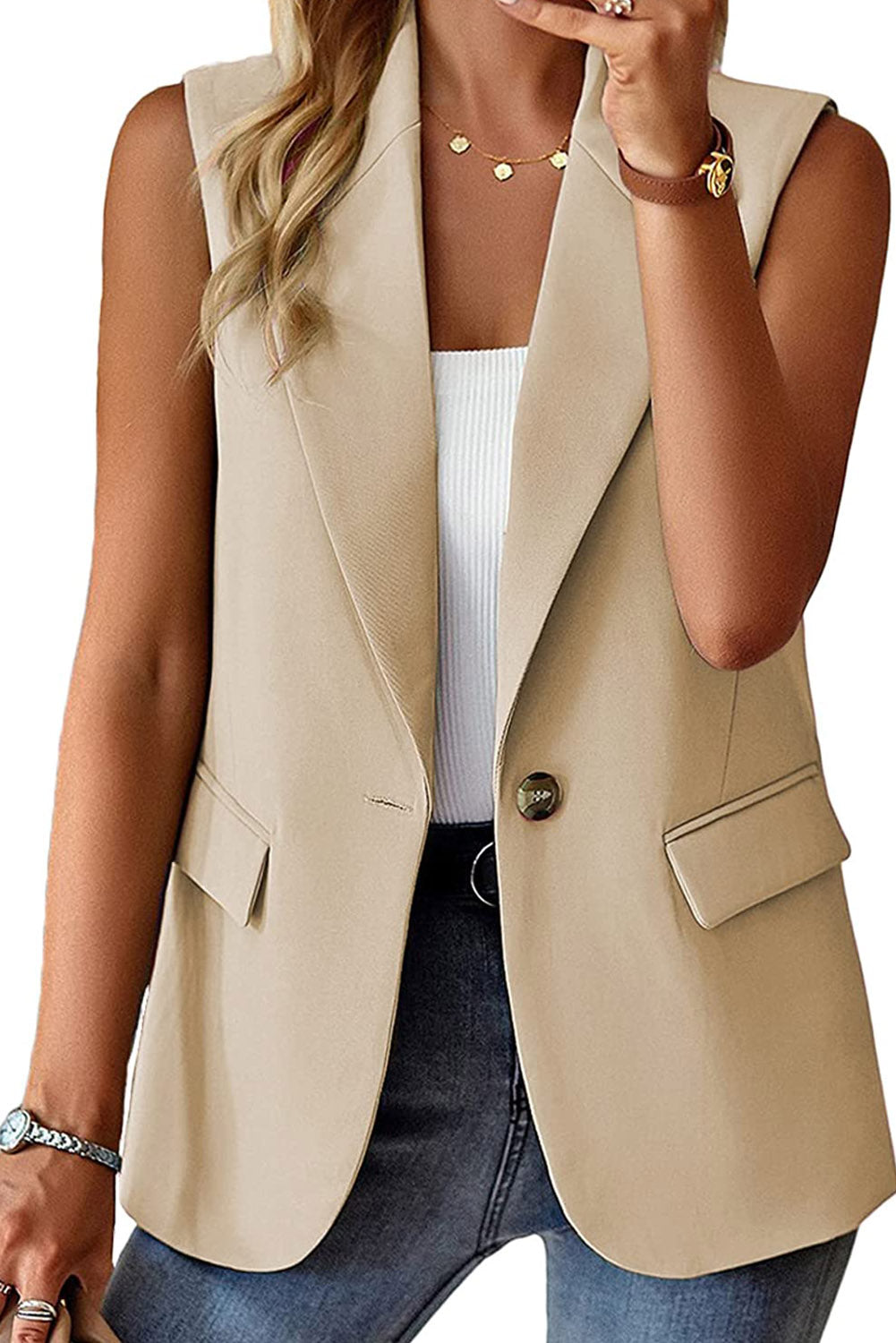 Elegant Single Breast Vest Blazer