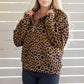 Cozy Daydream Brown Leopard Polo Zip Up Sweatshirt at LaurenNichole