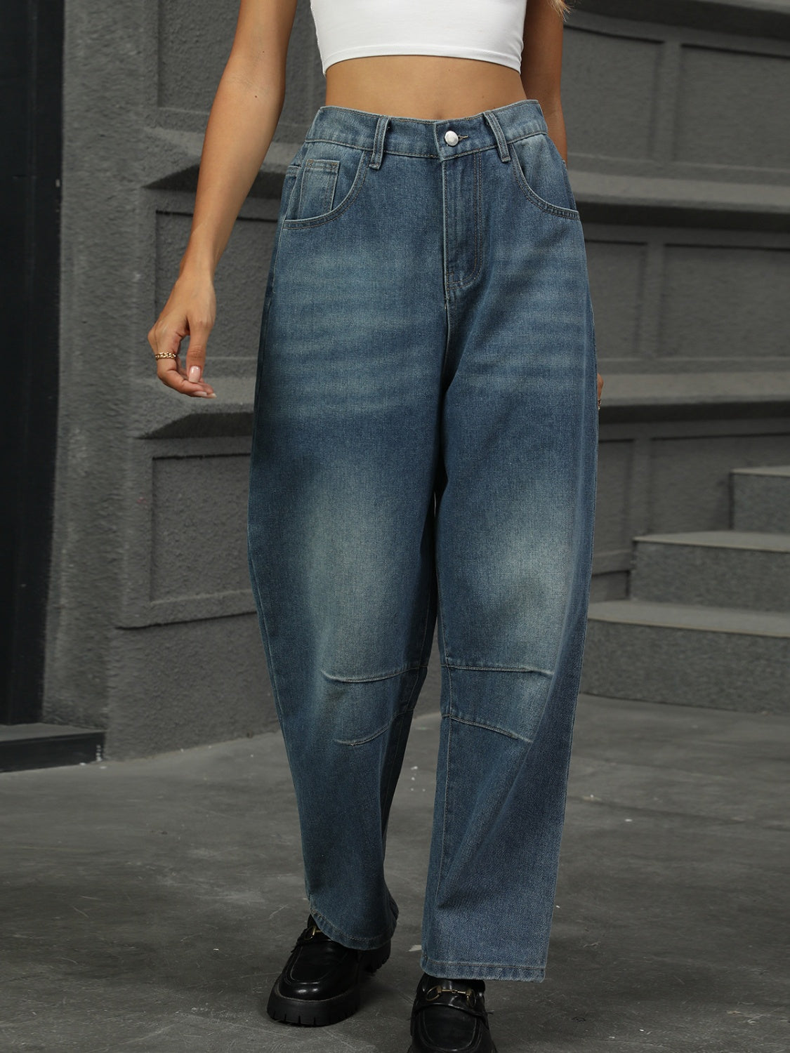 Classic Straight Jeans w/ Comfy Elastic Waist in 3 Colors