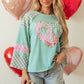 Plaid Floral Love Peace Bishop Sleeve Shirt S - 3X