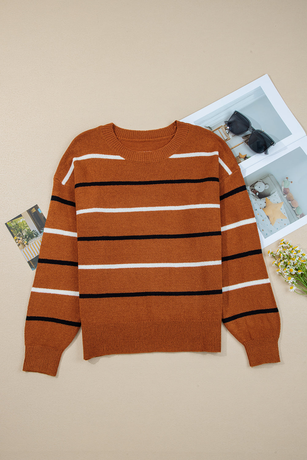 Cozy Knit Stripe Oversized Sweaters in 3 Colors